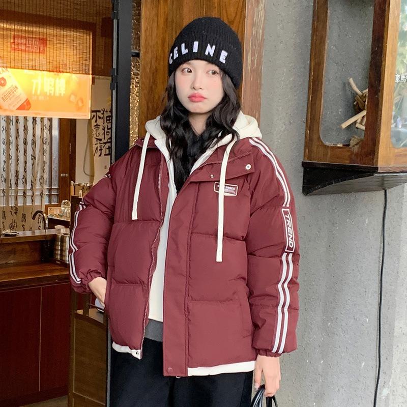 Stripes Contrasting Colors Fake Two-piece Down Cotton-padded Clothes Winter Fashion New Thermal Cotton-padded Jackets Cotton-padded Jackets Women