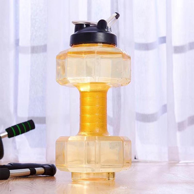 Dumbbell-Shaped Large Capacity Water Bottle for Fitness - Portable Sports Kettle for Men and Women, PET Material