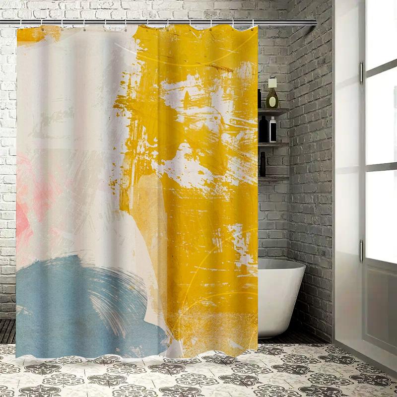 

Luxury Shower Curtain Colorful White Yellow Abstract Design for Bathroom Decor waterproof Bath Mat Cover Home Decor Shower Curta 90x180cm