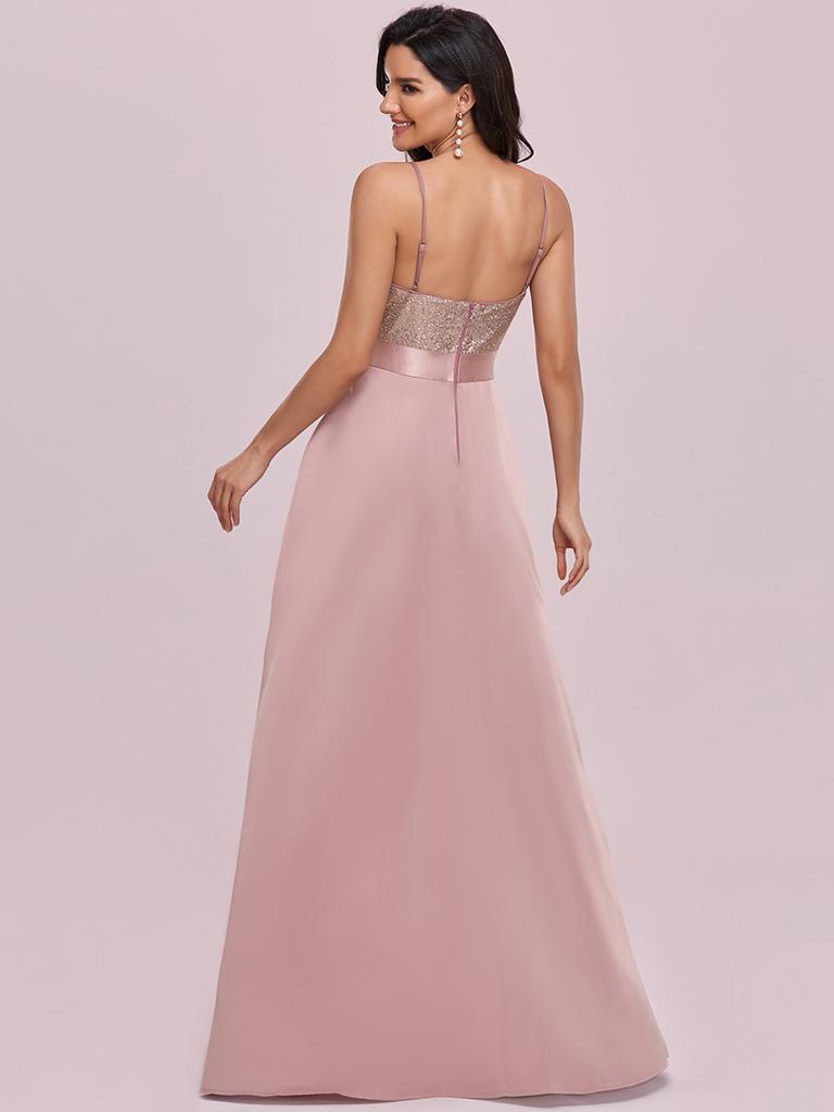 Ever-Pretty Women's V-Neck A-line High-Low Hem Backless Sparkly Prom Dress Plus Size Evening Dresses
