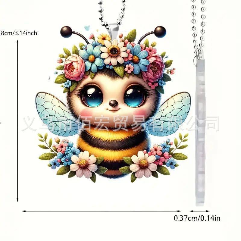 Bee Acrylic Colorful Hanging Charm For Car Interior Decoration Trendy Accessory Car