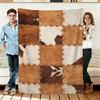 Western Cow Brown Cowhide Pattern Throw Cozy Soft Flannel Blanket Home Decor