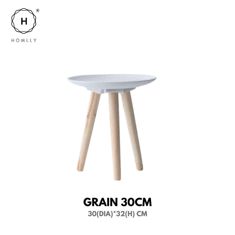 Homlly Bosca 3 legged Coffee Round Side Table GRAIN 30CM