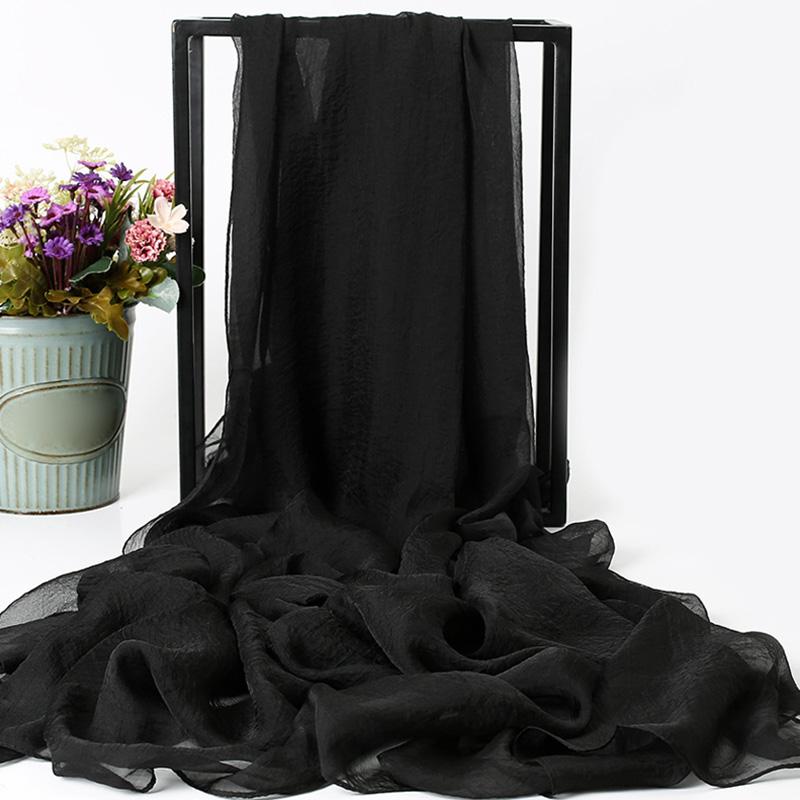 Women Translucent Scarf Chiffon Wild 170*70cm Solid Color Simulation Silk  Shawl Sunscreen