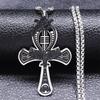 Egypt Ankh Cross Key of Life Pendant Necklace for Women Men Stainless Steel Amulet Egyptian Chain Necklace Jewelry Cruz Egipcia