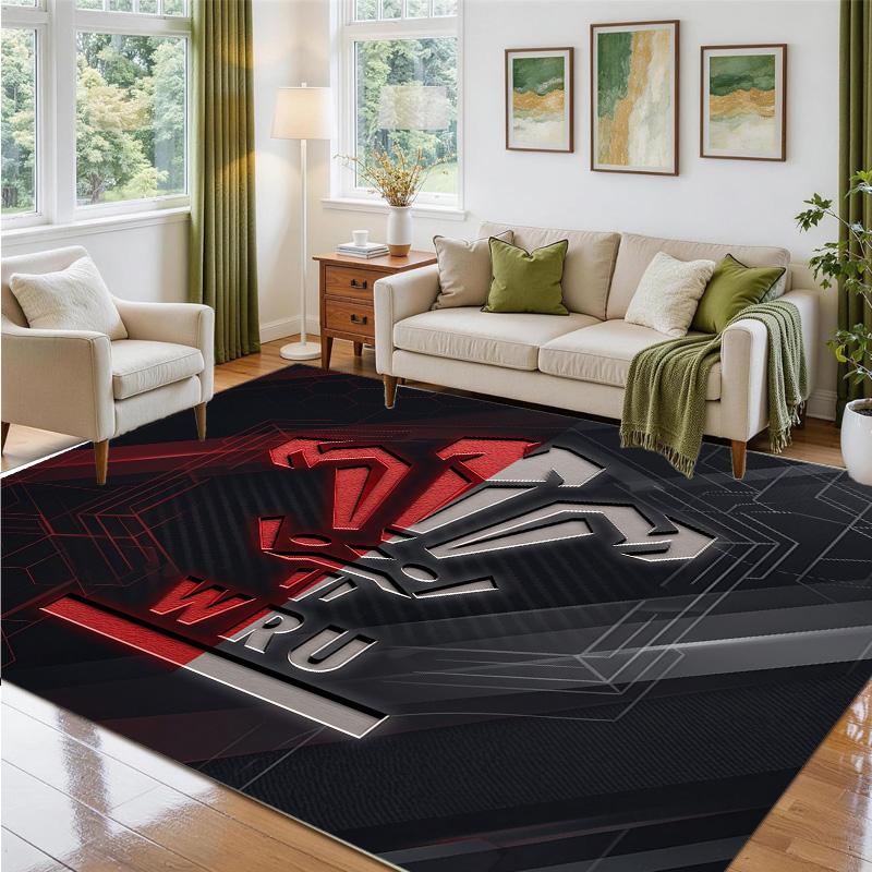 Tappeto in Velluto Cristallo Design Rugby Galles Tappetino Decorativo Morbido per Camera da Letto Ingresso