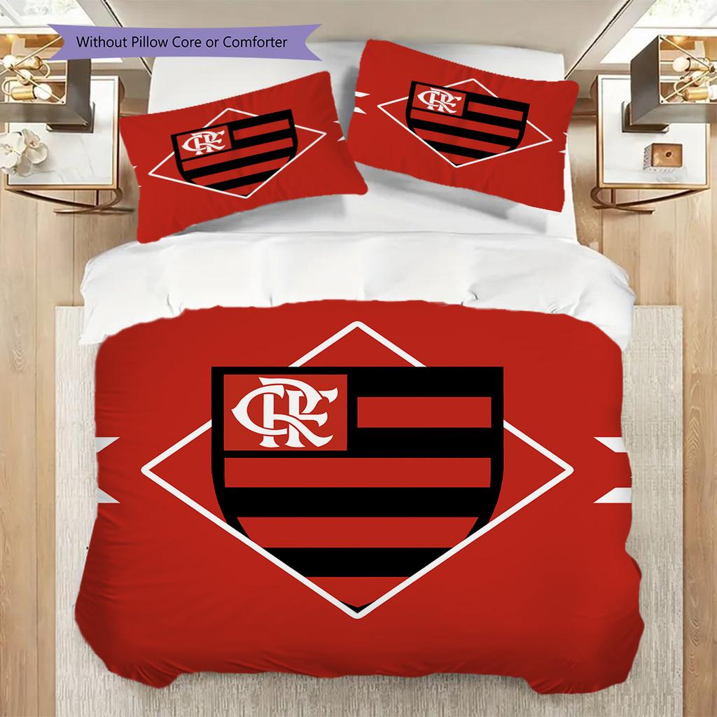 Flamengo logo Vzor Povlečení Přikrývka Sada Povlak na přikrývku Povlak na polštář Domácí dekorace Dárek k narozeninám (1 * povlak na peřinu + 2 * povlak na polštář, bez jádra)