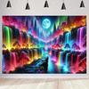 Colorful Sparkling Animals and Scenery Backdrop Coconut Tree Starry Sky Universe Banner living Room Decoration Photography Prop