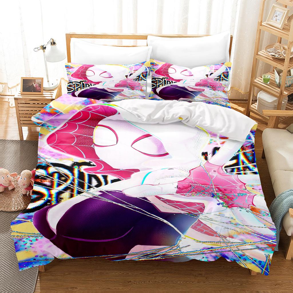 Spider-Man Gwen 3-delig 1 Dekbedovertrek Eén Delig Beddengoed Set Comforte Luxe Verfijnd Verjaardagscadeau 100% Polyester Huisdecoratie
