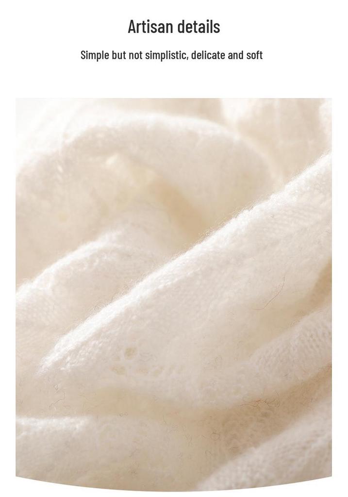 Cashmere 2025 Women's Solid Color Knitted Scarf Shawl – Hollowed-out Neck Protection for Autumn/Winter.