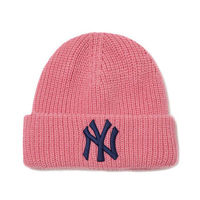 

Корейская шерстяная унисекс вязаная шапка бини MLB - Вышивка логотипа NY, Теплая для осени и зимы, Стиль M0726 Hat Only