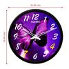 12-inch Plastic & Glass Wall Clock -Colourful Butterfly (Silent Movement, Black Frame)