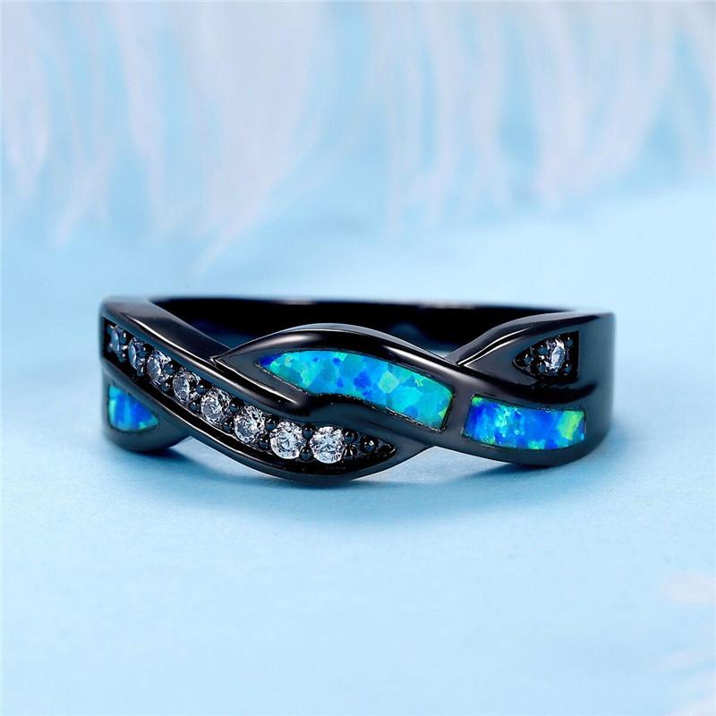 Elegant Blue Opal Ring For Women Featuring Floral Design And Luxurious Materials