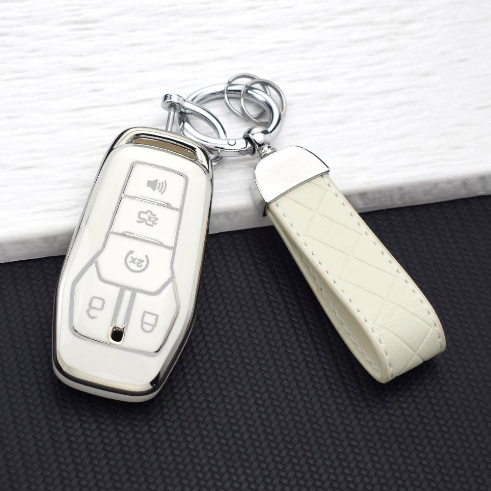 5 Buttons Tpu Car Key Case Cover For Ford F-150 Fusion Mondeo Mustang Explorer Edge Soft Anti-Scratch Key Fob Bag Key Chain