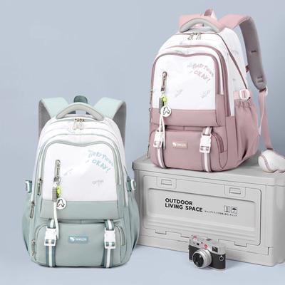 Frühling und Sommer, neuer, einfacher, lässiger Schulranzen mit großer Kapazität, Oxford, verschleißfester Junior High School-Rucksack, süße, leichte Büchertasche