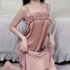 1011 Spring New Satin Korean Sweet and Sexy Ice and Snow Silk Loose Slimming Slip Nightgown for Women