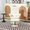 Massage Chair with Footstool, Ergonomic Chair with 10 Vibration Points, Faux Leather, 76 X 81 X 105 Cm, Cream White