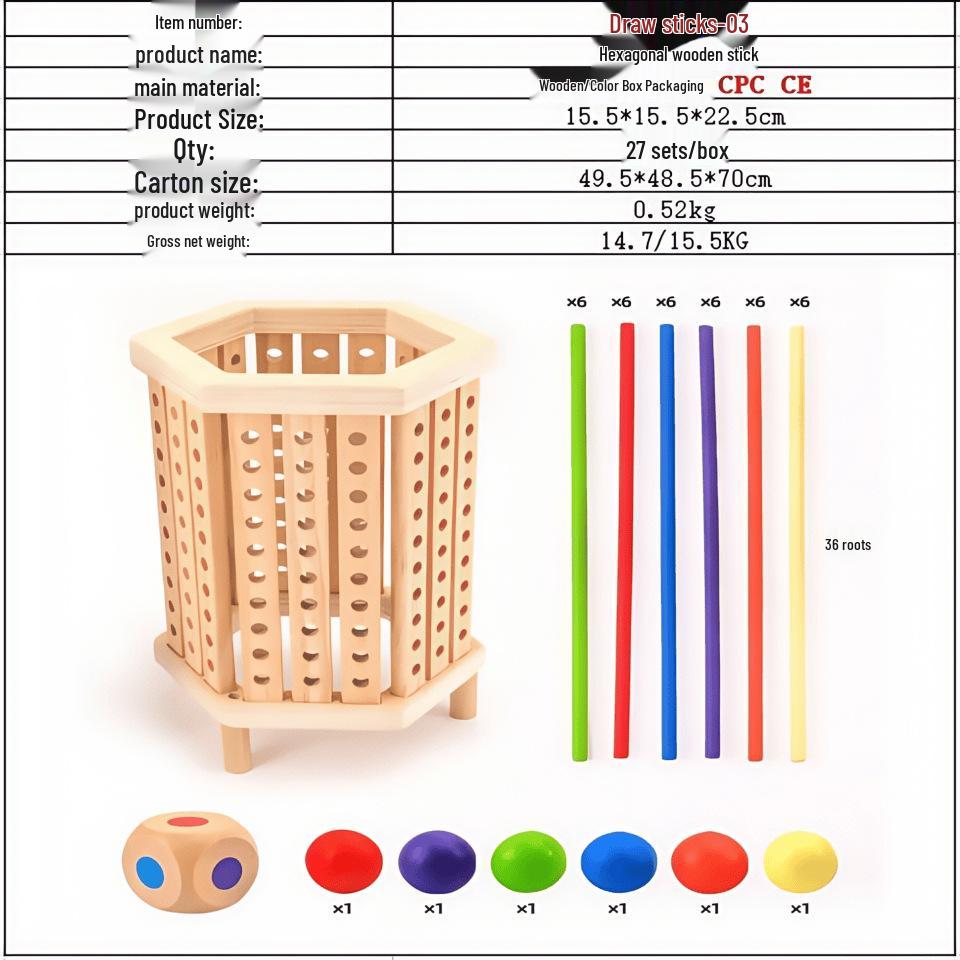 Cross-Border Montessori Wooden Dice Game for Kids – Educational, Colorful Math and Parent-Child Interaction Toy