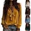 Women's V-Neck Tie Front Blouse Elegant Casual Top for Everyday Wear