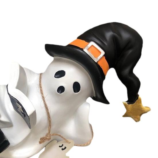 Halloween Ghost Statue Resin Sculpture Waterproof UV Resistant Holding Book Tabletop Decoration Party Ornament