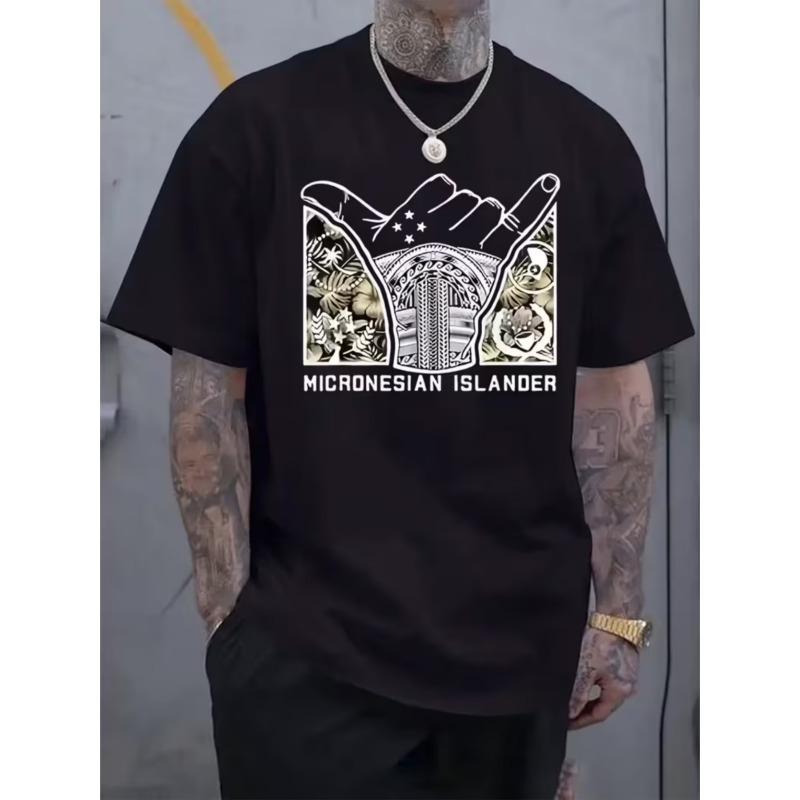 

Men s Micronesian Islander T-Shirt - Retro Streetwear Style Soft Breathable, Round Neck Summer Shirt for Hip Hop Fashion & Casual Wear 4XL чорний