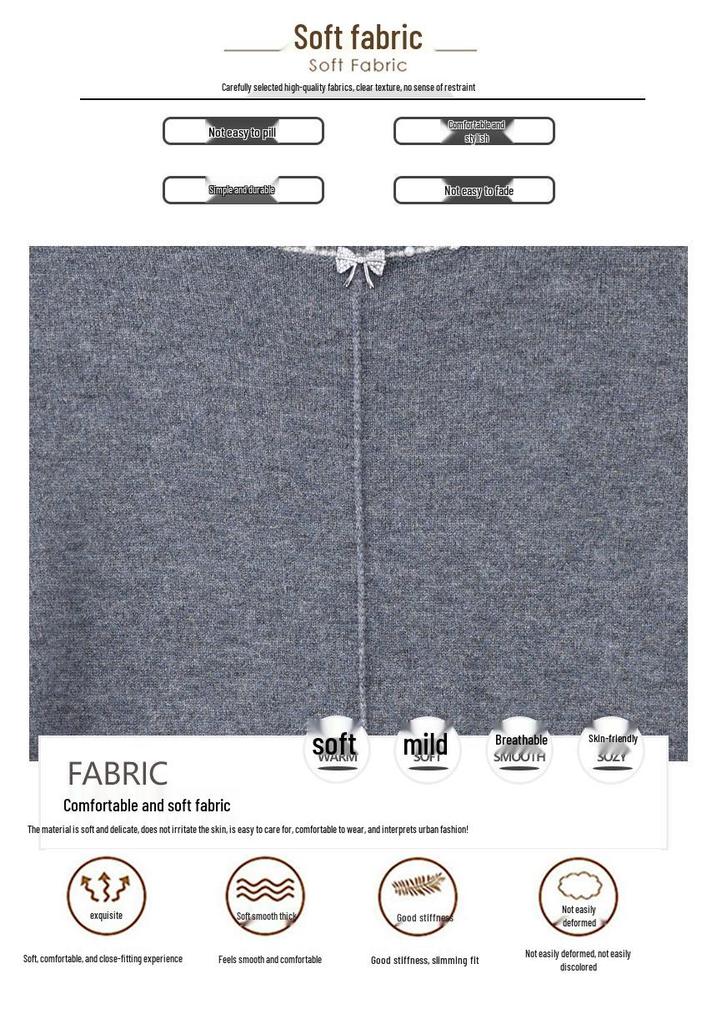 Elegant Round Neck Long Sleeve Knitwear for Middle-Aged Women – Plus Size Spring & Autumn Sweater