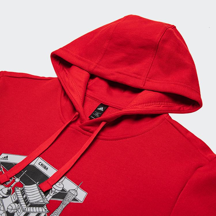 Adidas Solid Color Hoodie Sweatshirt Men Tops Red GS7693