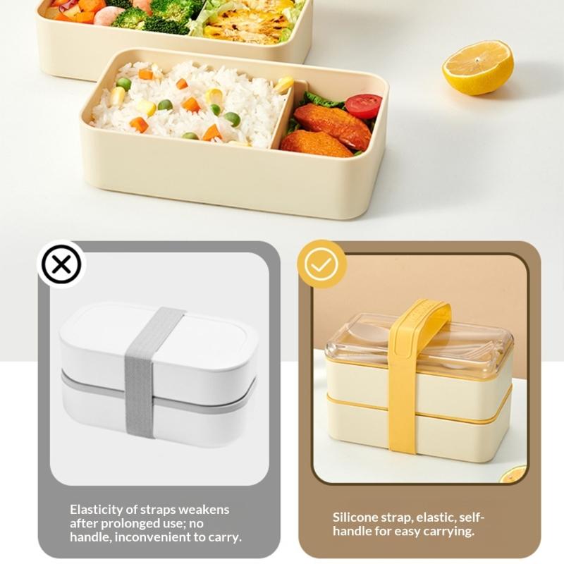 Plastic Bentos Container Leakproof Seal Compartmentalized Design Lunch Box Utensils Included for School Office Use