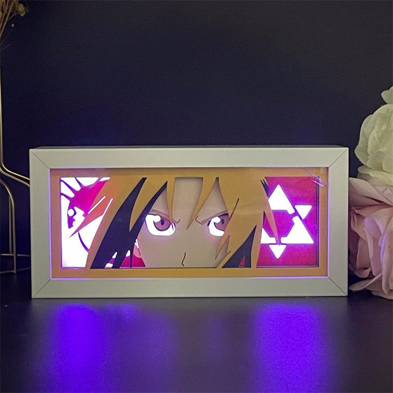 Cartoon Fullmetal Alchemist Light Box Led Anime Peripherals Night Bedroom Table Lamp Decoration Luminous Toys Gift Ornaments