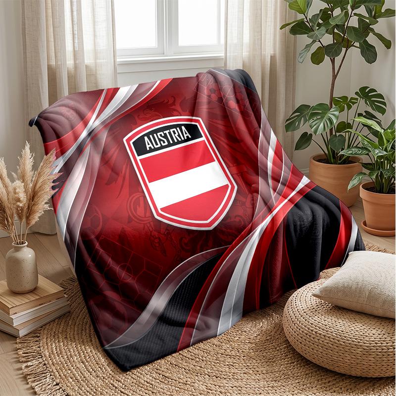 Austria Football Printed Flannel Blanket Skin Friendly Warm Decorative Throw for Indoor Couch Bed Daily Use
