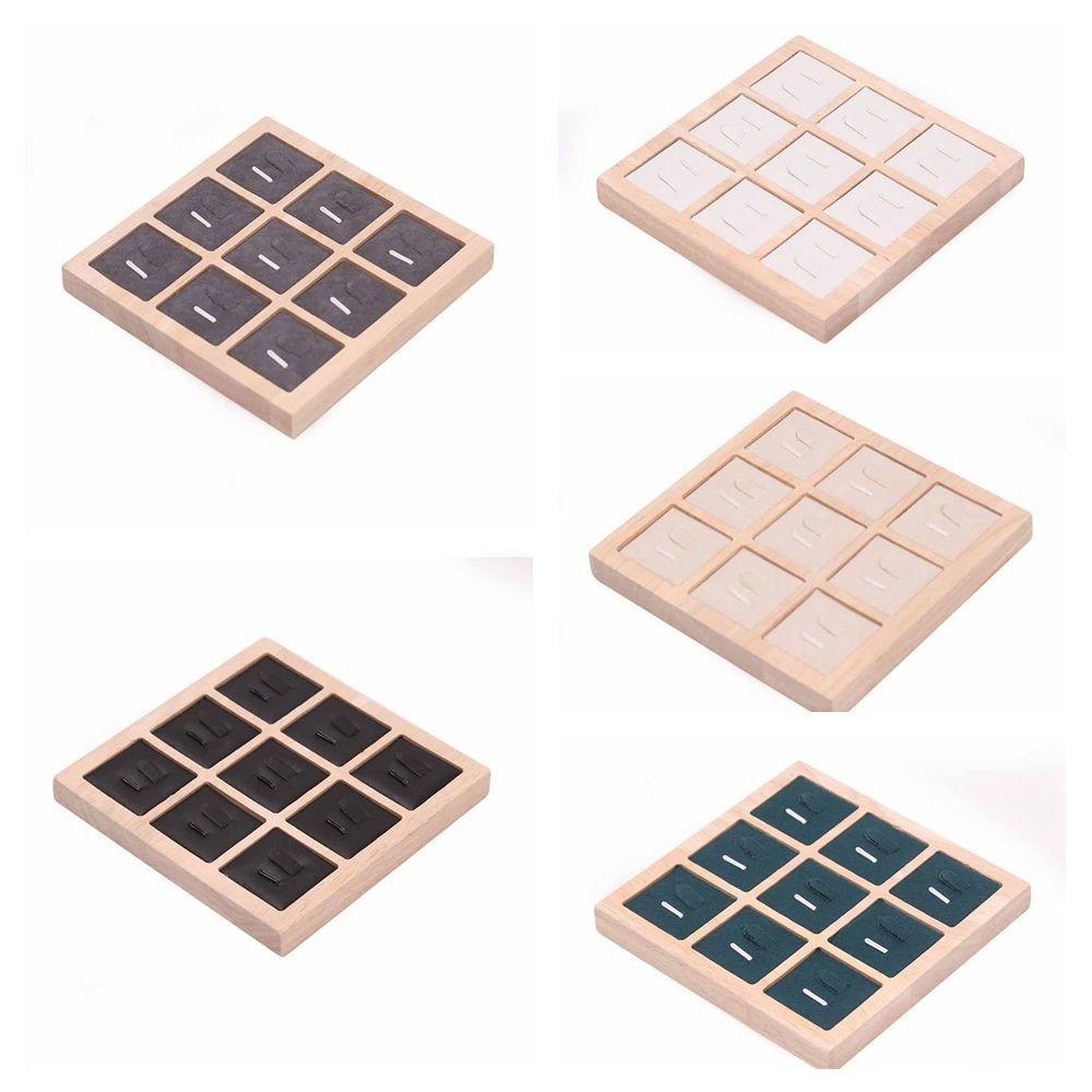 9 Grids Wooden Jewelry Show Props Ring Holder Case Wedding Ring Box Earrings Rings Organizer  Women