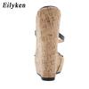 Fashion Eilyken Summer Designer High Heels Platform Wedges Women Slippers Pinch Toe Slide Shoes Female Sandals Large Size 35-42