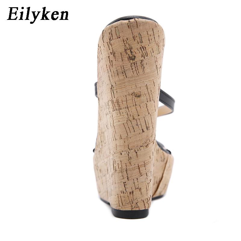 Fashion Eilyken Summer Designer High Heels Platform Wedges Women Slippers Pinch Toe Slide Shoes Female Sandals Large Size 35-42
