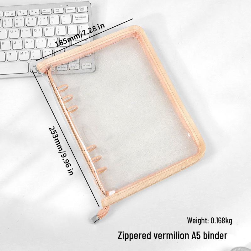A5 Transparent PVC Ring Binder Notebook Planner, 6-Hole Photo Album with Removable Cover (A6 Compatible)