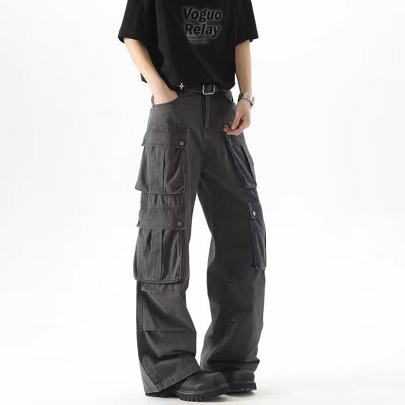 American trendy brand cotton multi-pocket overalls men's and women's spring and autumn new loose casual versatile functional straight trousers