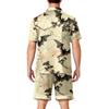 Men's Short Sleeve Pajama Set Button Down Shirt with Hemmed Shorts Soft Casual Sleepwear Lounge Set Available In Sizes S To XXXXL
