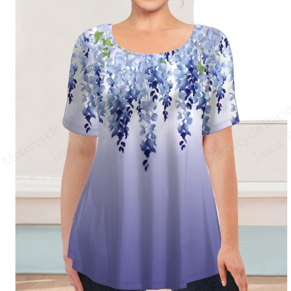 

Летний топ с круглым вырезом и 3D-принтом градиентных цветов, модная повседневная женская футболка с короткими рукавами S