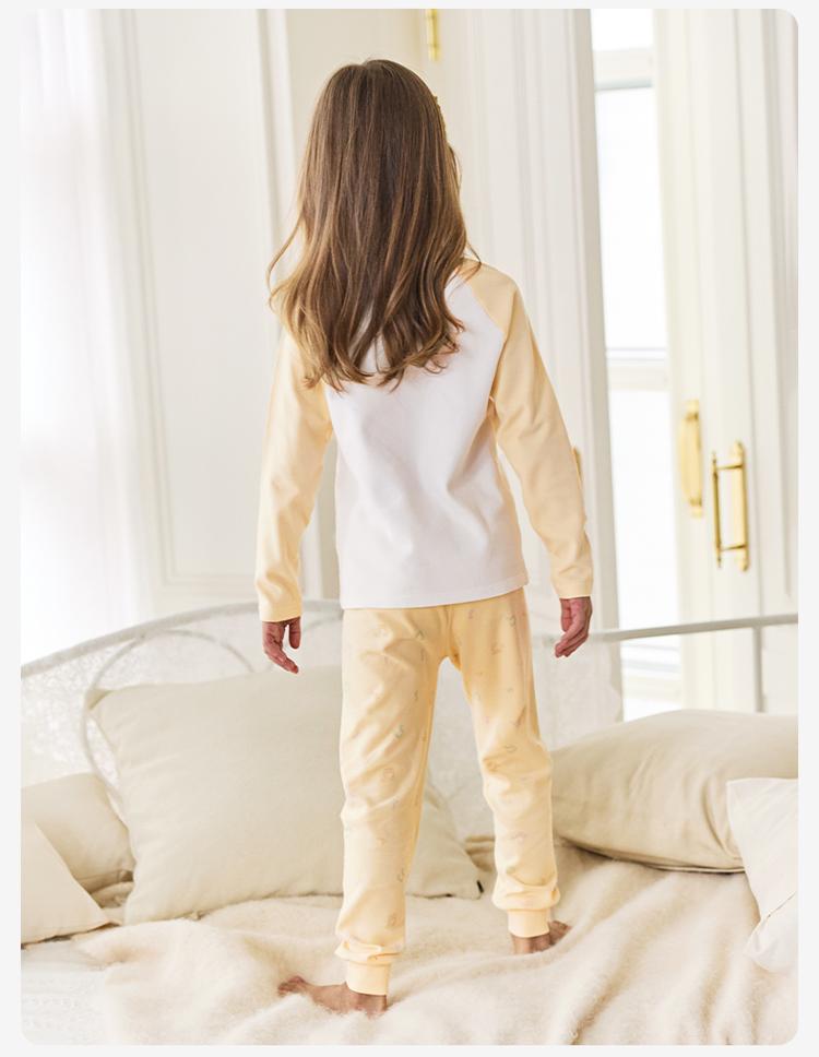 David Bella Girls' Autumn Clothes and Pants Children's Underwear Set Antibacterial and Mite Proof Baby Pajamas