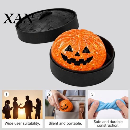 Squeeze Stress Ball Halloween Dumpling Toy with Steamer Box, Pumpkin Ghost Bat Steamed Sensory Bun for Relief, Party Favors