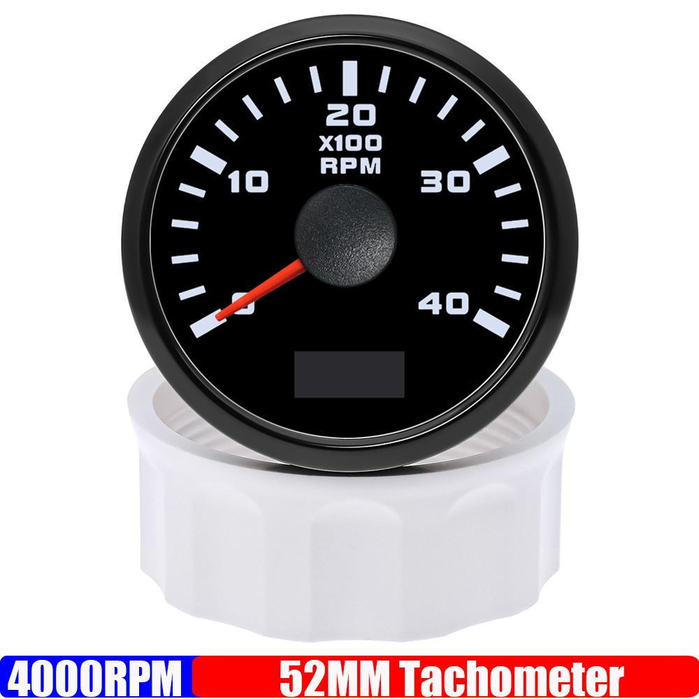 2" 52mm Tachometer 3000RPM 4000RPM,6000RPM,70000RPM,8000RPM Tacho Gauge Red Light RPM Meter for Boat Marine Car 12V24V
