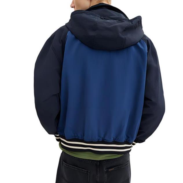 Coach SS24 Color Block Hooded Zip Long Sleeve Jacket Men jackets Blue CT736-NV-BL