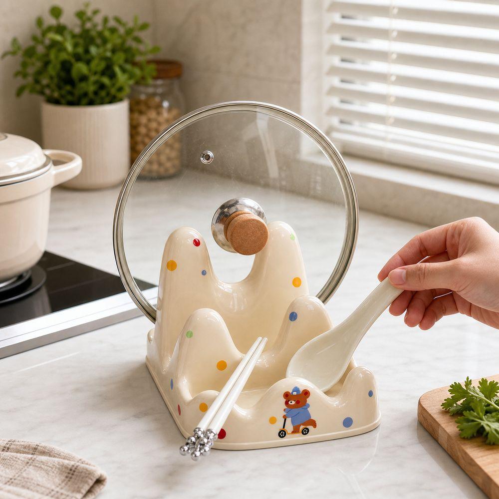 Multifunctional Pot Lid Holder Cartoon Kitchen Storage Holder Cooking Utensil Holder Kitchen Tools