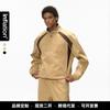 Mens Retro Sporty Cycling Jacket Wide-Leg Pants Set - Streetwear Style Stand Collar Zip Front Loose Fit