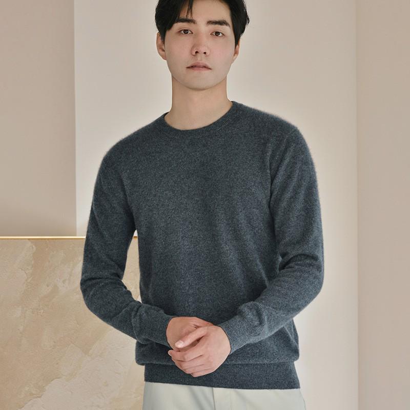 Men's 2024 Autumn/Winter Cashmere Crew Neck Loose Fit Sweater - Warm Business Casual Knit Base Layer