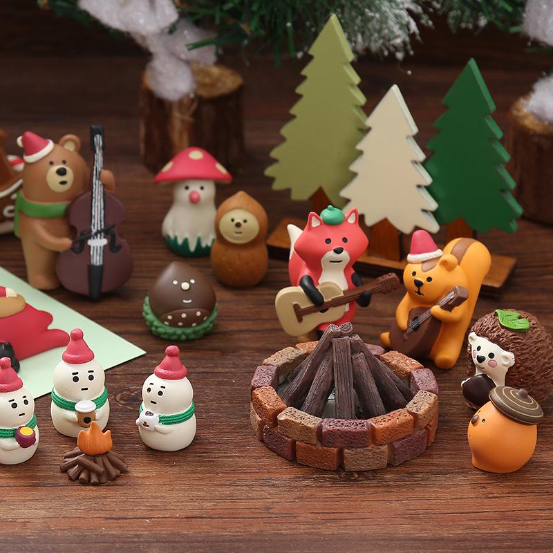 Christmas Cute Handmade Ornaments, Santa Claus Animal Decorations, Resin Small Ornaments for Tabletop and Vehicle Use, Craft Items