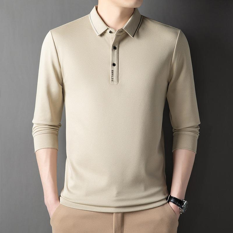 Long-sleeved Polo Shirt for Men Spring New Korean Style Fashion Slim Casual Solid Color Lapel Men's Bottoming Shirt Top