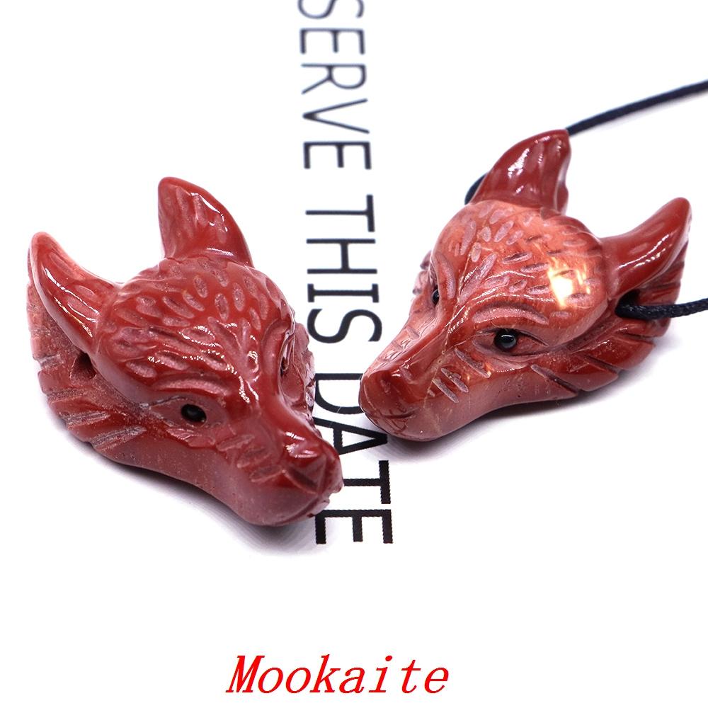 Testa di Lupo in Pietra Naturale da 1,5" Cristallo Curativo Reiki Animale Scolpito a Mano Statuetta Decorazione in Pietra Preziosa Fai da Te Accessori per Gioielli Regali