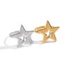 Bague Ouverte Géométrique Creuse Étoile à Cinq Branches Yori Métal Imperméable Dorée 18K Simple Quotidienne Bijou de Haute Qualité Cadeau