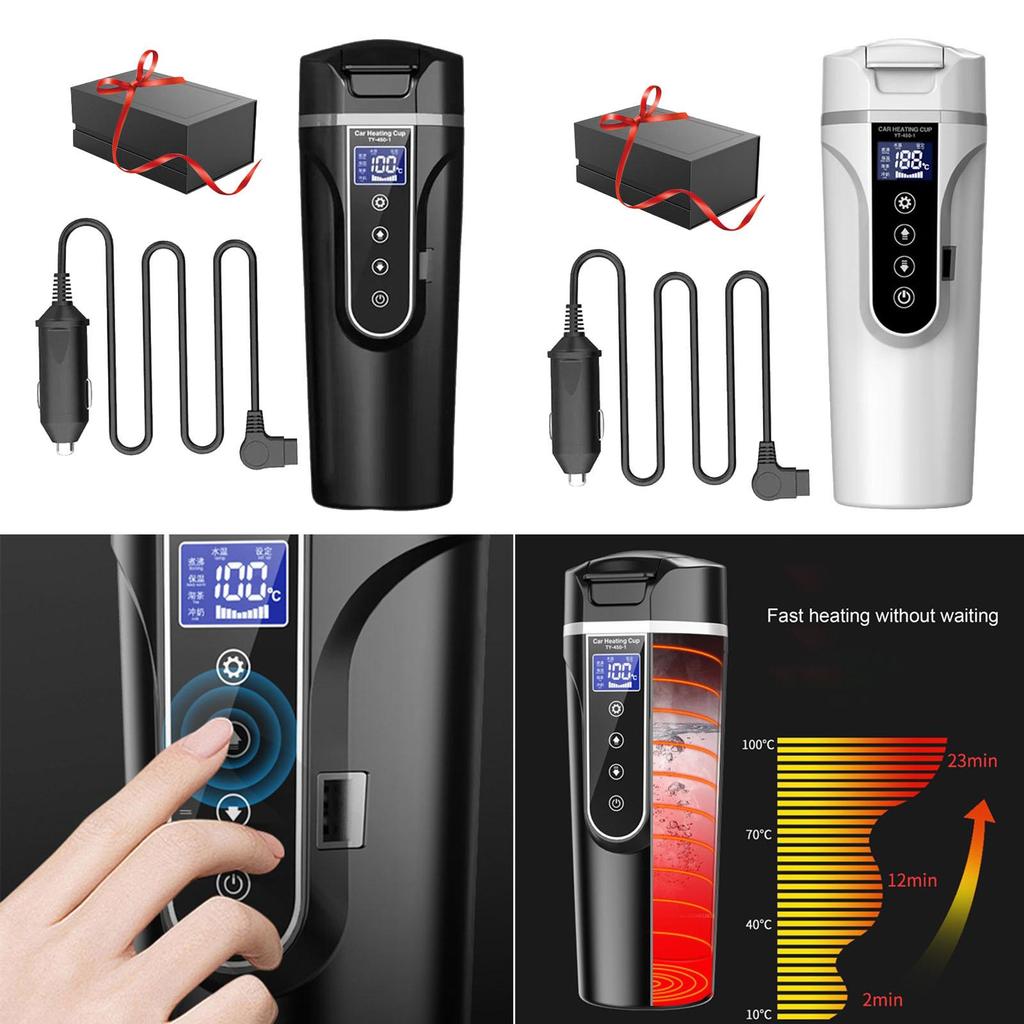 24V/12V Car Traveling Kettle Heating Cup Adjustable Temps Mug Electric for Vehicles Auto