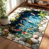 Tranquil Koi Garden 3D Illusion Area Rug Japanese Pond Floor Mat Zen Water Lily Carpet Non-Slip Printed Home Decor